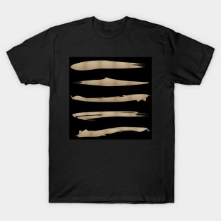 Preppy 1980s girly Chic gold and black brushstroke stripes T-Shirt